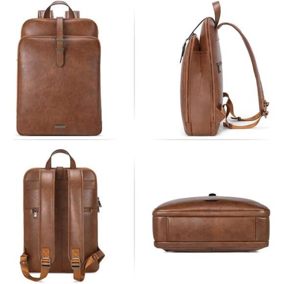 CLUCI Leather Backpack for Women, 15.6 inch Laptop Bag, Large Genuine Work main image 6